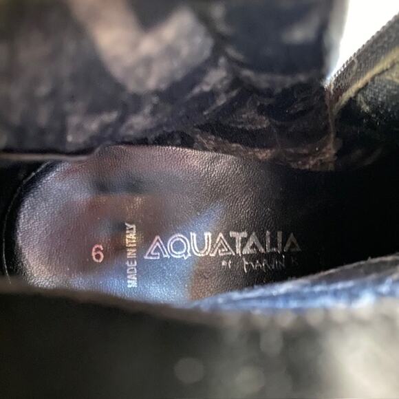 Aquatalia by Marvin K Black Leather Suede Ankle Boots Buckle 3" Heel Women's 6B - Picture 7 of 13